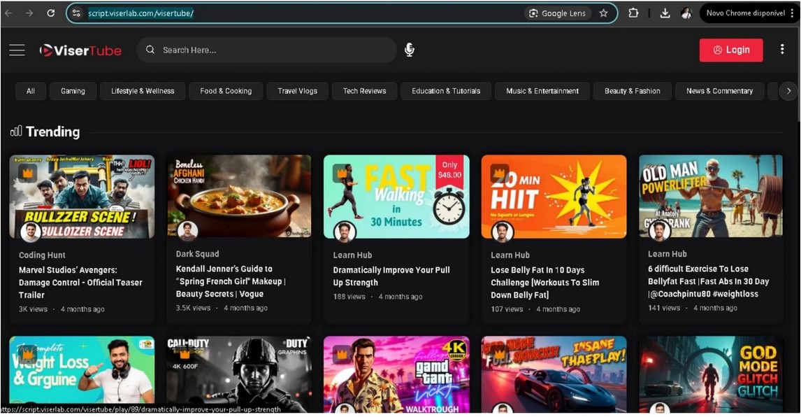 Script ViserTube -Plataforma Estilo Youtube Loja ScriptStoreBR